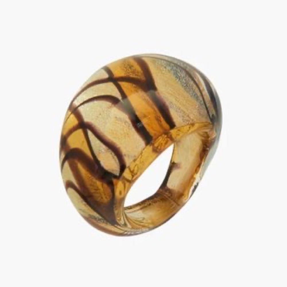 NWT. Zara Limited Edition Golden/Yellow Round Glass Ring. Size S(12).